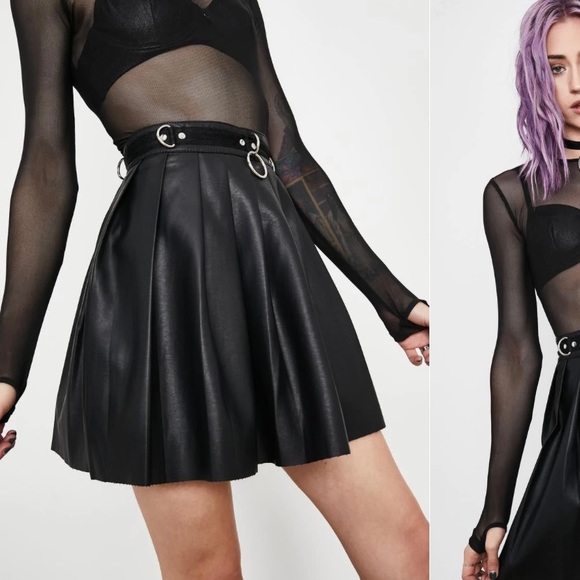 Pleated Leather Dolls Kill Skirt - Picture 4 of 4